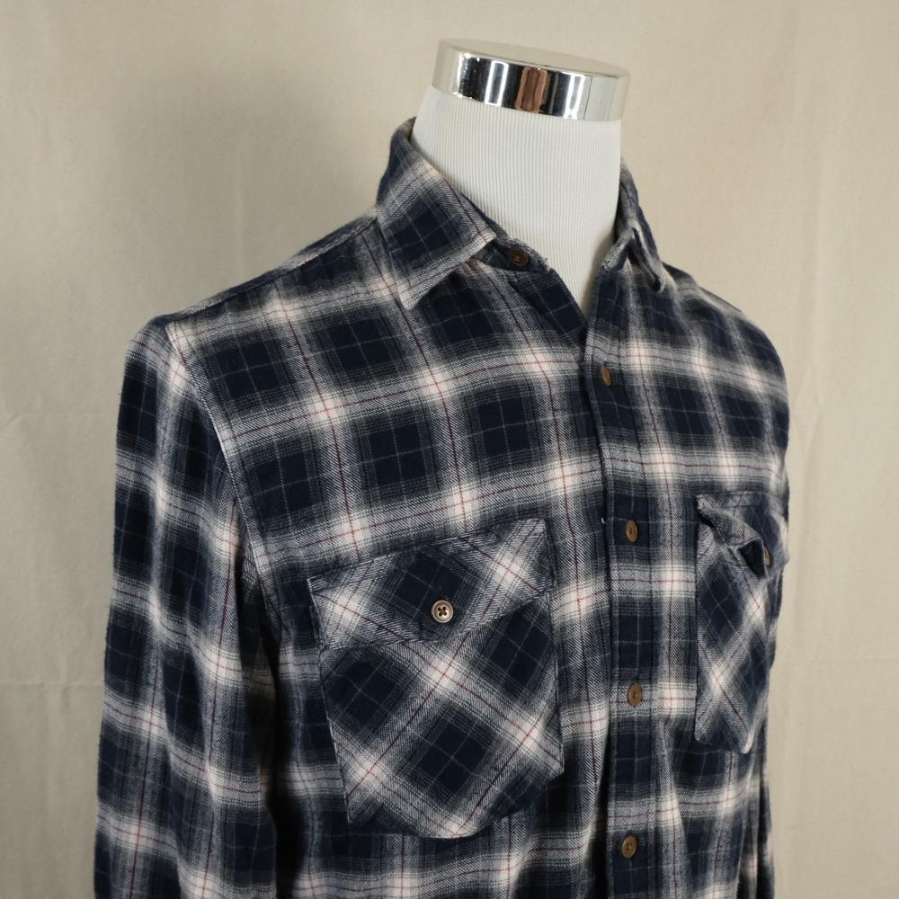 J.Crew Small Tailored Fit Flannel Shirt Red White Blue Plaid 100% Cotton Mens